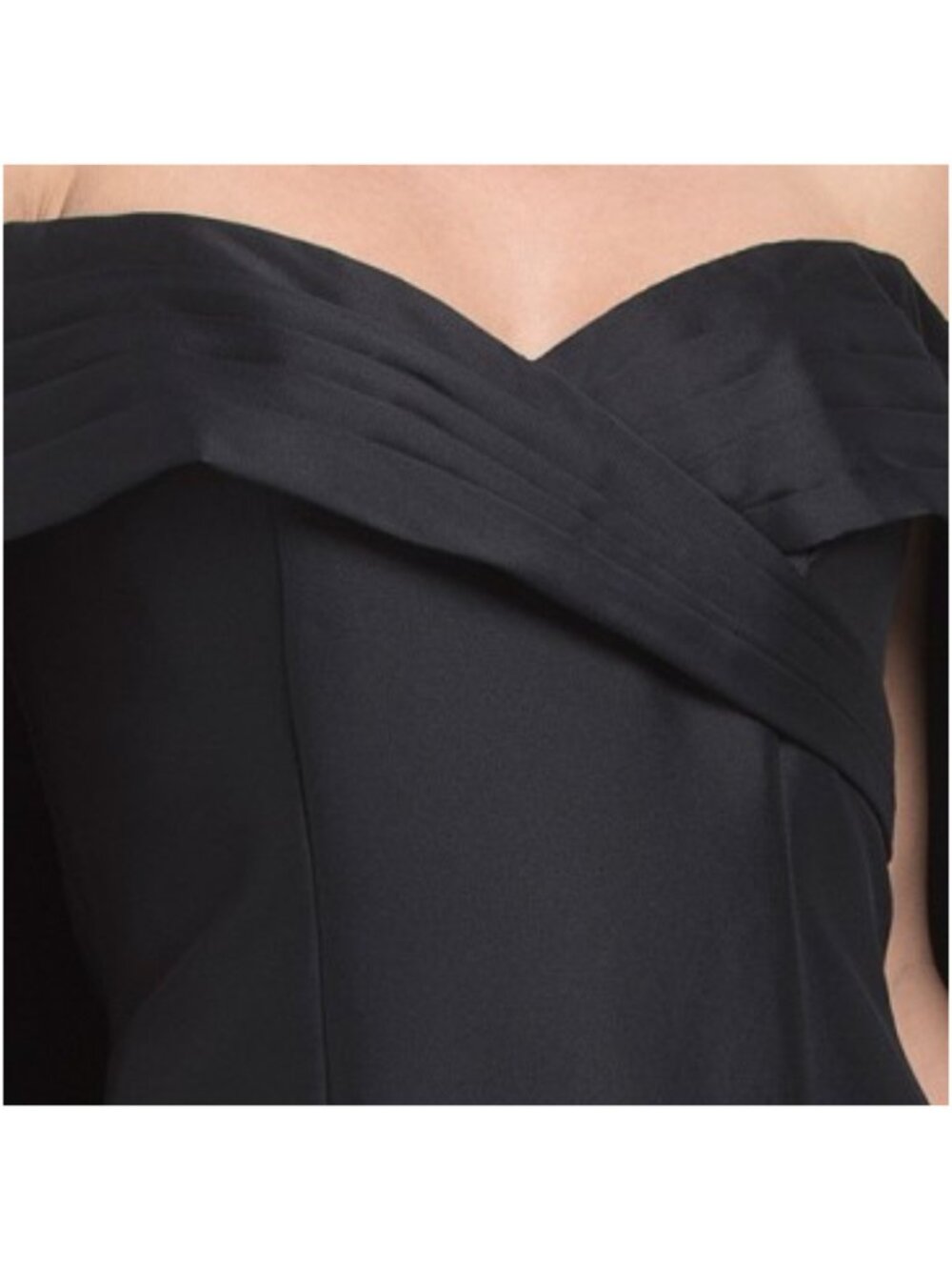 BADGLEY MISCHKA Off The Shoulder Mikado Full Cape Gown - Picture 3 of 5